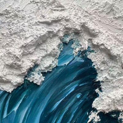 Seaside Hand Painted Oil Painting with Blue Ocean Waves