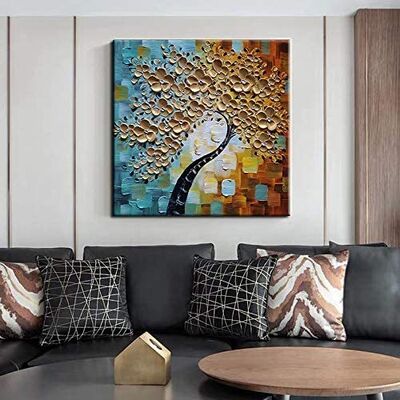 Impressionist Almond Tree Flower 3D Relief Abstract Landscape Oil Painting Hand Painted on Canvas Customized Size